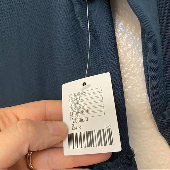 Urban Outfitters navy Mesh sheer coastal whimsy goth ruffle crop Top y2k S - Picture 7 of 10